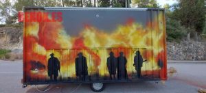 graffiti mural foodtruck fuego siluetas